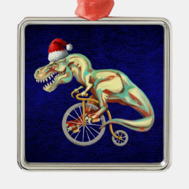 Tyrannosaurus rex santa metalen ornament