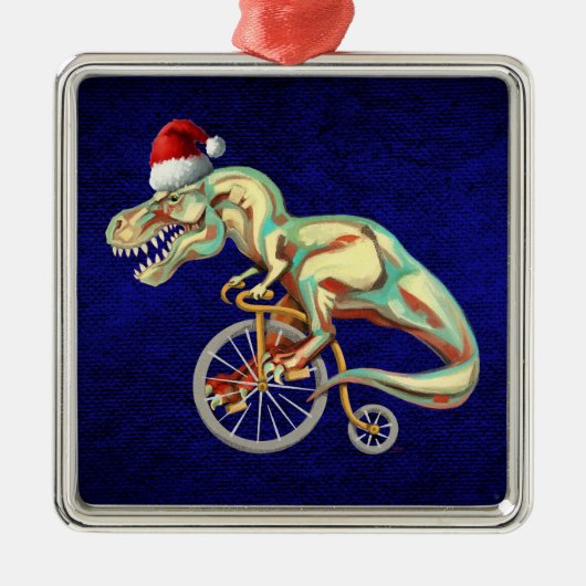 Tyrannosaurus rex santa metalen ornament (Voorkant)