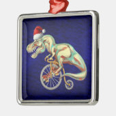 Tyrannosaurus rex santa metalen ornament (Links)