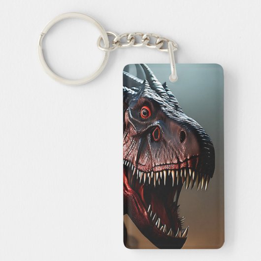 Tyrannosaurus Rex Scary Face, Keyring Sleutelhanger (Voorkant)
