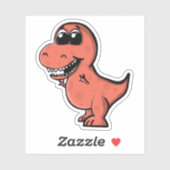 Tyrannosaurus Rex Schattige Geïllustreerde Rode Di Sticker (Vel)