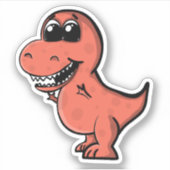 Tyrannosaurus Rex Schattige Geïllustreerde Rode Di Sticker (Voorkant)