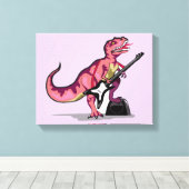Tyrannosaurus rex speelt gitaar. canvas afdruk (Insitu (Houten vloer))