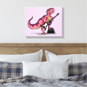 Tyrannosaurus rex speelt gitaar. canvas afdruk (Insitu (Slaapkamer))