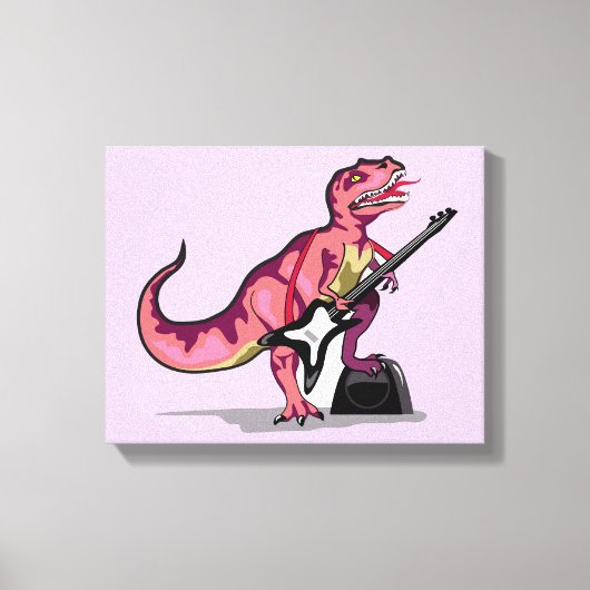 Tyrannosaurus rex speelt gitaar. canvas afdruk (Voorkant)
