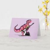 Tyrannosaurus rex speelt gitaar. kaart (Gele Bloem)