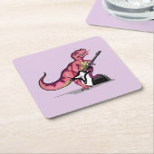 Tyrannosaurus rex speelt gitaar. kartonnen onderzetters (Schuin)