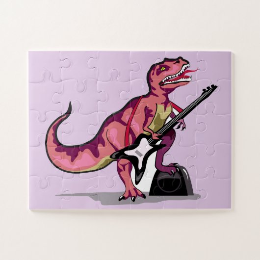 Tyrannosaurus rex speelt gitaar. legpuzzel (Horizontaal)