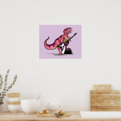 Tyrannosaurus rex speelt gitaar. poster (Keuken)
