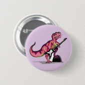 Tyrannosaurus rex speelt gitaar. ronde button 5,7 cm (Voorkant /achterkant)