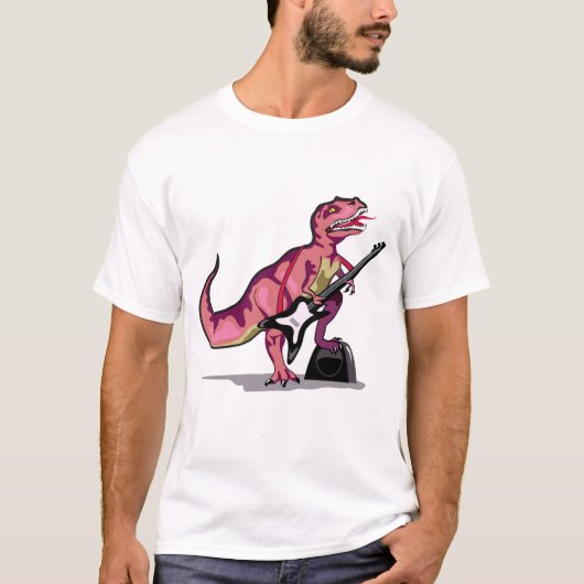 Tyrannosaurus rex speelt gitaar. t-shirt (Voorkant)
