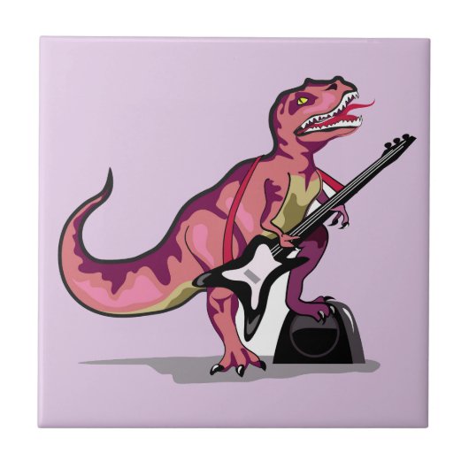 Tyrannosaurus rex speelt gitaar. tegeltje (Voorkant)