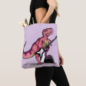 Tyrannosaurus rex speelt gitaar. tote bag (Dichtbij)