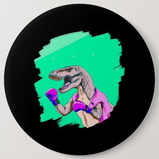 Tyrannosaurus Rex T Rex Boksen Koele Grappige Dino Ronde Button 6,0 Cm (Voorkant)
