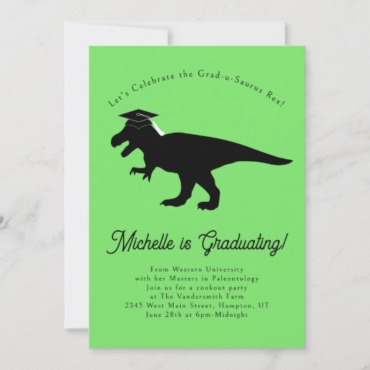 Tyrannosaurus Rex T-Rex Dinosaur Graduation Party Kaart (Voorkant)