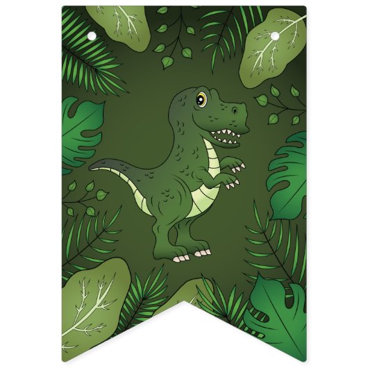Tyrannosaurus Rex T-rex Dinosaur Happy Birthday Vlaggetjes (Eerste vlag)