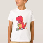 Tyrannosaurus rex T-rex Dinosaur Riding a Scooter T-shirt (Voorkant)