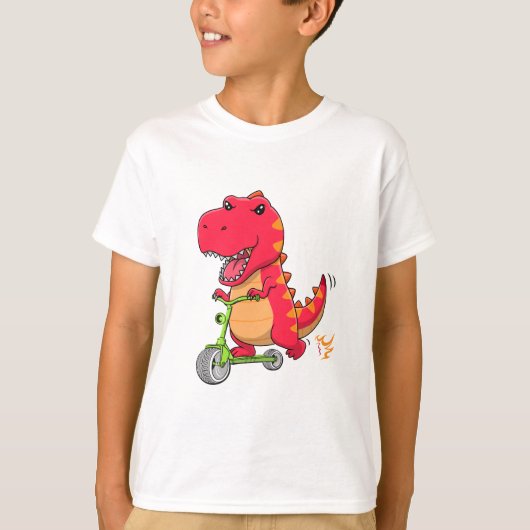 Tyrannosaurus rex T-rex Dinosaur Riding a Scooter T-shirt (Voorkant)