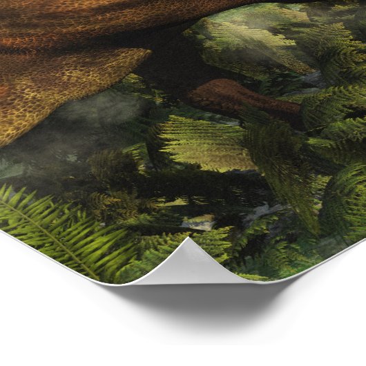 Tyrannosaurus rex tegen styracosaurus poster (Hoek)