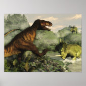 Tyrannosaurus rex tegen styracosaurus poster (Voorkant)