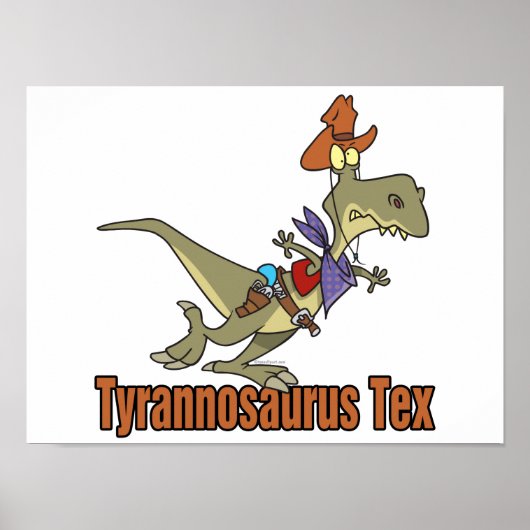 tyrannosaurus rex tex cowboy dinosaur poster (Voorkant)