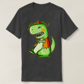Tyrannosaurus rex TRex met vest en pompoen voor H T-shirt (Design voorkant)