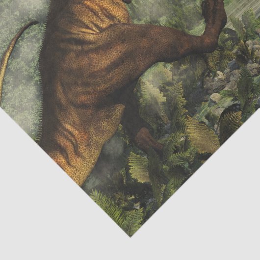 Tyrannosaurus rex vecht tegen styracosaurus tissuepapier (Detail)