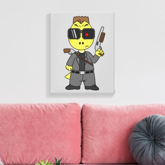 Tyrannosaurus rex verkleed als de terminator. canvas afdruk (Insitu (Woonkamer))