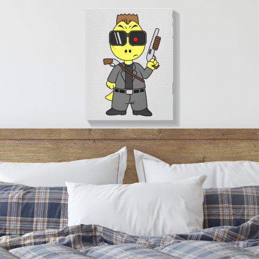 Tyrannosaurus rex verkleed als de terminator. canvas afdruk (Insitu (Slaapkamer))