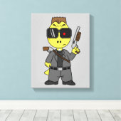 Tyrannosaurus rex verkleed als de terminator. canvas afdruk (Insitu (Houten vloer))