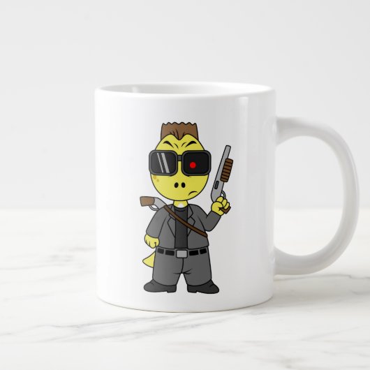 Tyrannosaurus rex verkleed als de terminator. grote koffiekop (Rechts)