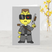 Tyrannosaurus rex verkleed als de terminator. kaart (Gele Bloem)