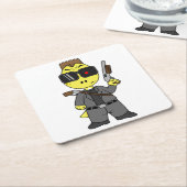 Tyrannosaurus rex verkleed als de terminator. kartonnen onderzetters (Schuin)