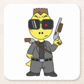 Tyrannosaurus rex verkleed als de terminator. kartonnen onderzetters (Voorkant)