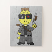 Tyrannosaurus rex verkleed als de terminator. legpuzzel (Verticaal)