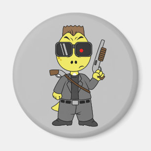 Tyrannosaurus rex verkleed als de terminator. magneet