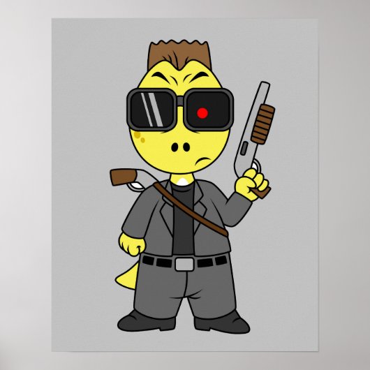 Tyrannosaurus rex verkleed als de terminator. poster (Voorkant)