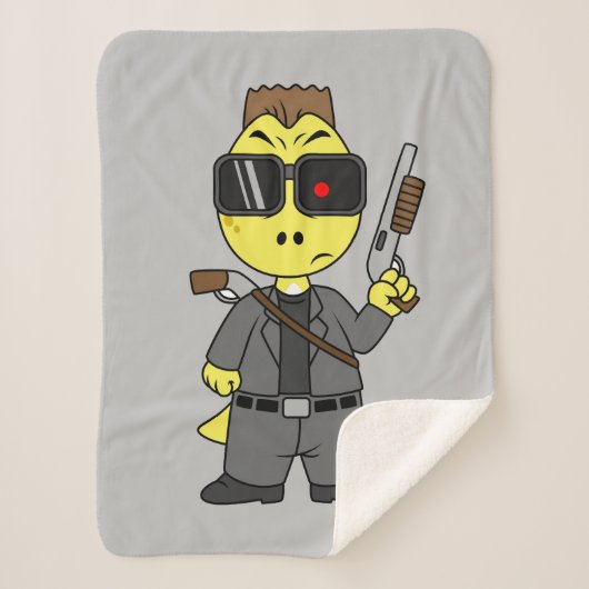 Tyrannosaurus rex verkleed als de terminator. sherpa deken (Voorkant)