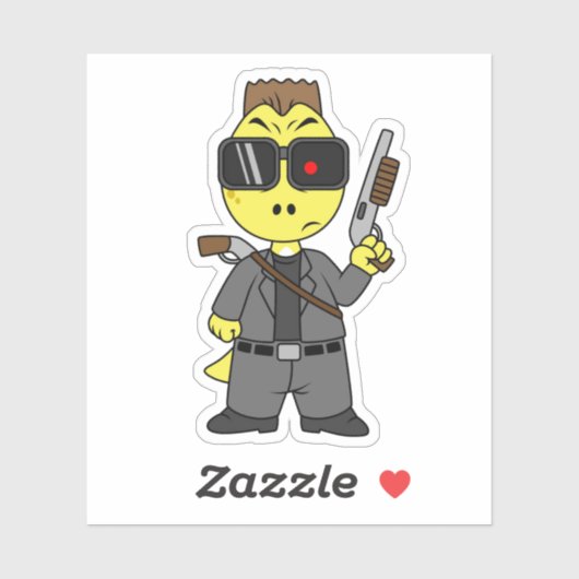 Tyrannosaurus rex verkleed als de terminator. sticker (Vel)