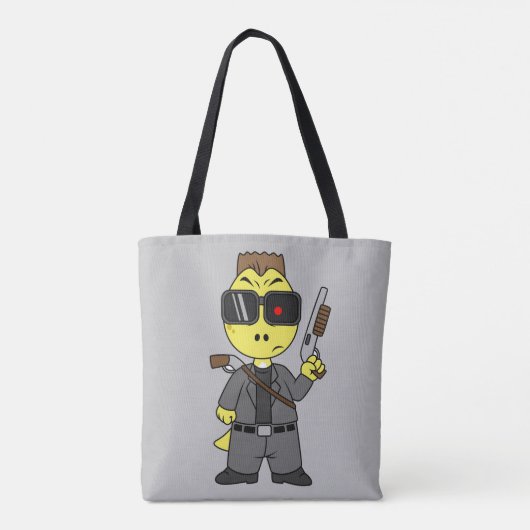 Tyrannosaurus rex verkleed als de terminator. tote bag (Achterkant)