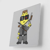 Tyrannosaurus rex verkleed als de terminator. vierkante klok (Hoek)