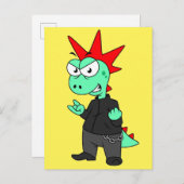 Tyrannosaurus rex verkleed als een Punk. Briefkaart (Voorkant / Achterkant)