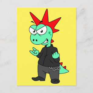 Tyrannosaurus rex verkleed als een Punk. Briefkaart