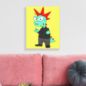 Tyrannosaurus rex verkleed als een Punk. Canvas Afdruk (Insitu (Woonkamer))