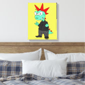 Tyrannosaurus rex verkleed als een Punk. Canvas Afdruk (Insitu (Slaapkamer))