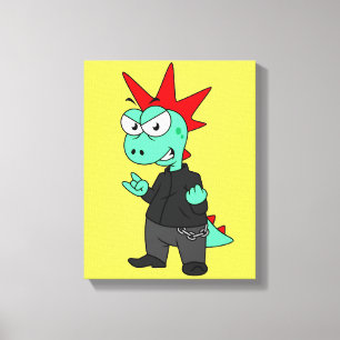 Tyrannosaurus rex verkleed als een Punk. Canvas Afdruk