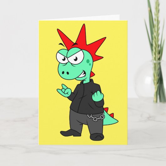 Tyrannosaurus rex verkleed als een Punk. Kaart (Voorkant)
