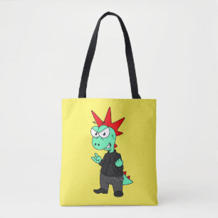Tyrannosaurus rex verkleed als een Punk. Tote Bag