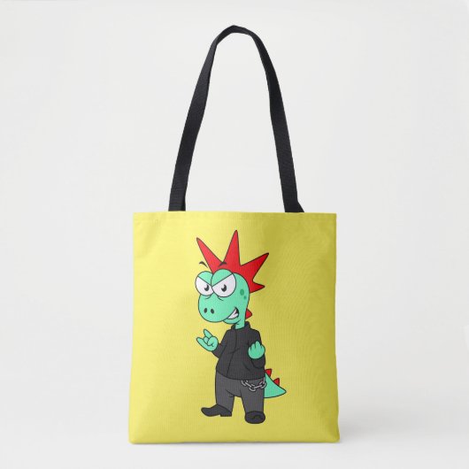 Tyrannosaurus rex verkleed als een Punk. Tote Bag (Voorkant)
