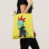Tyrannosaurus rex verkleed als een Punk. Tote Bag (Dichtbij)